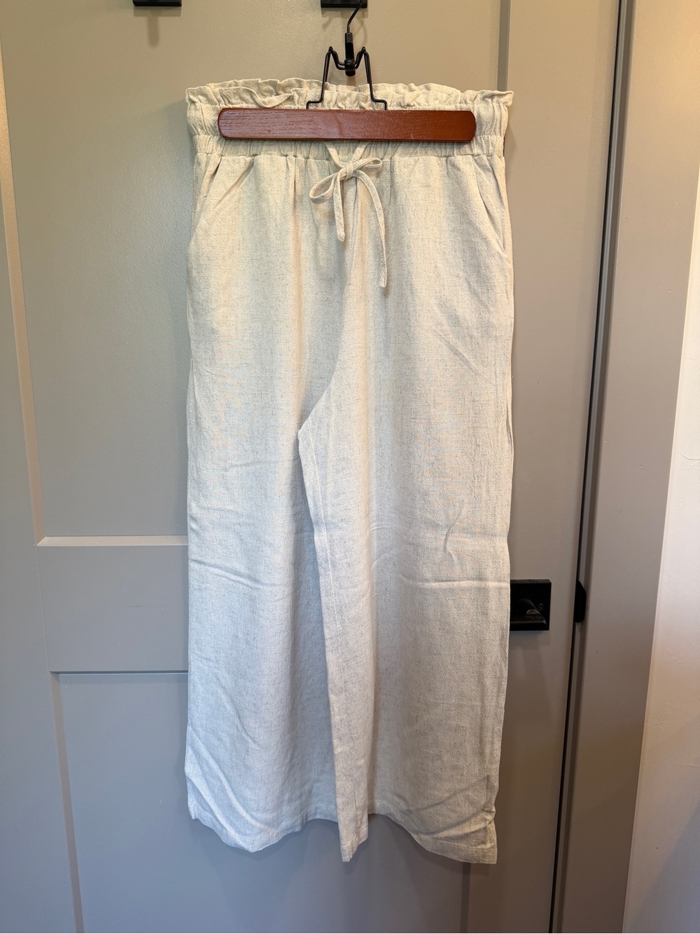 ANRABESS (Amazon) Relaxed Drawstring Linen-Blend Pants in Cream